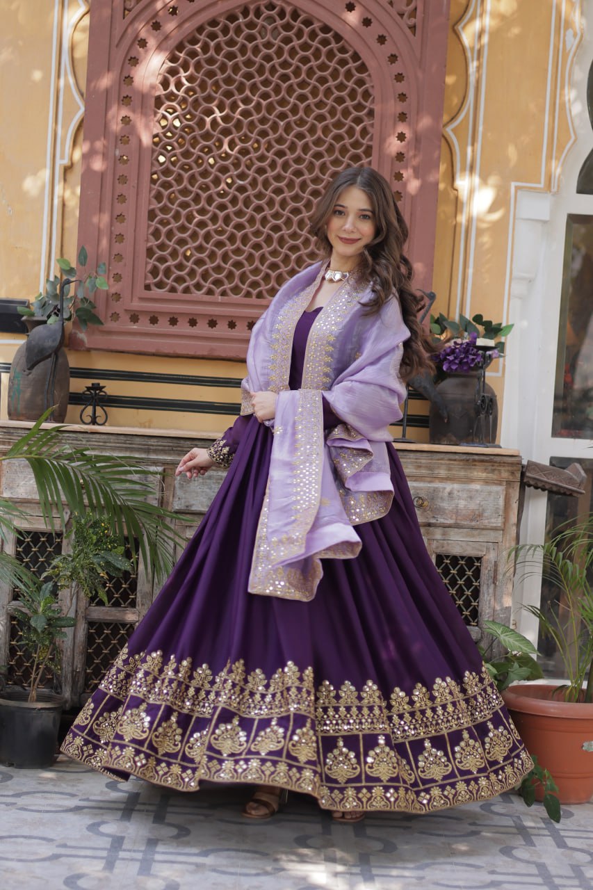 khushbu Embroidery Zari Sequins-work suit set