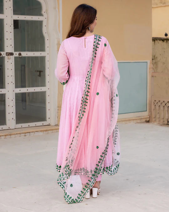 BLUSH AARI WORK ANARKALI SET