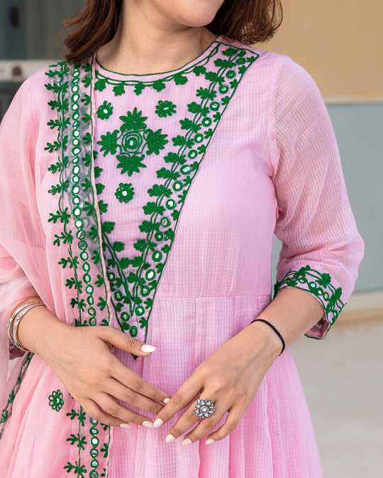 BLUSH AARI WORK ANARKALI SET