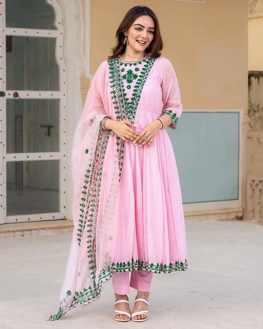 BLUSH AARI WORK ANARKALI SET