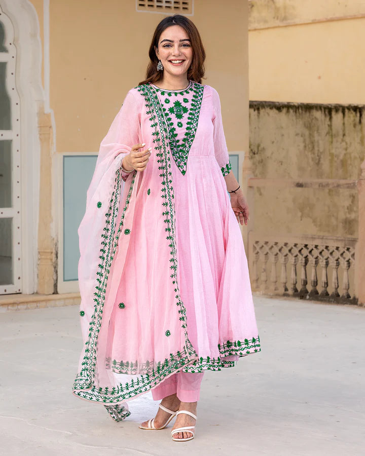 BLUSH AARI WORK ANARKALI SET
