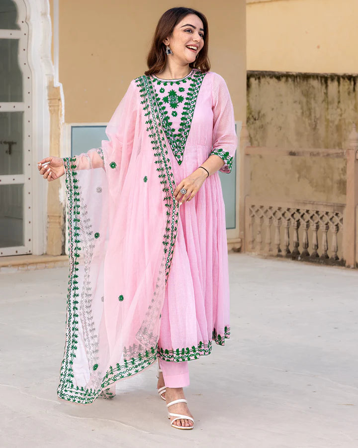 BLUSH AARI WORK ANARKALI SET