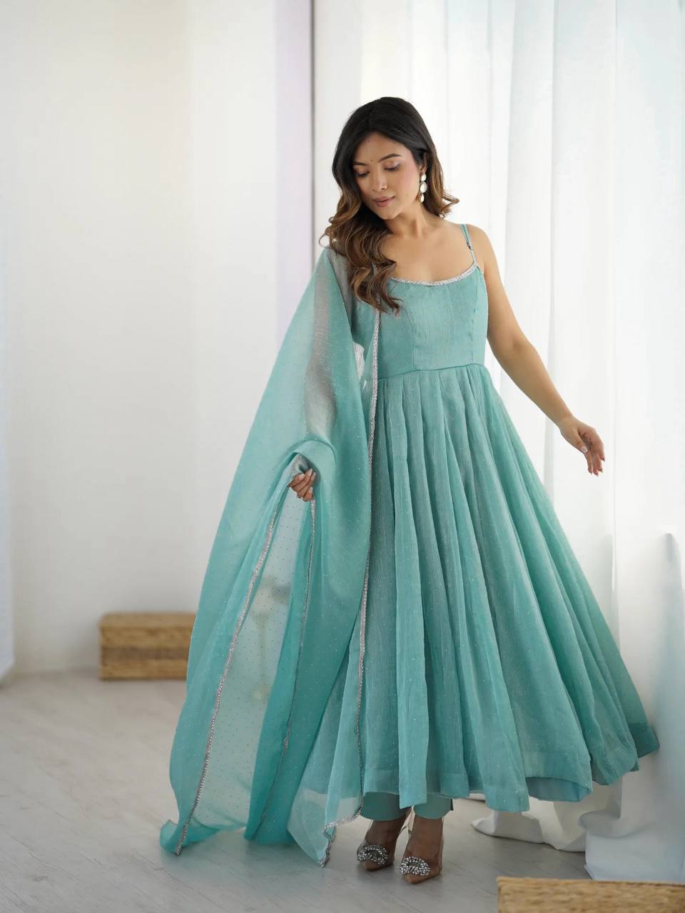 JANVI CRUNCHY SILK FABRIC WITH SIROSKI WORK SUIT SET
