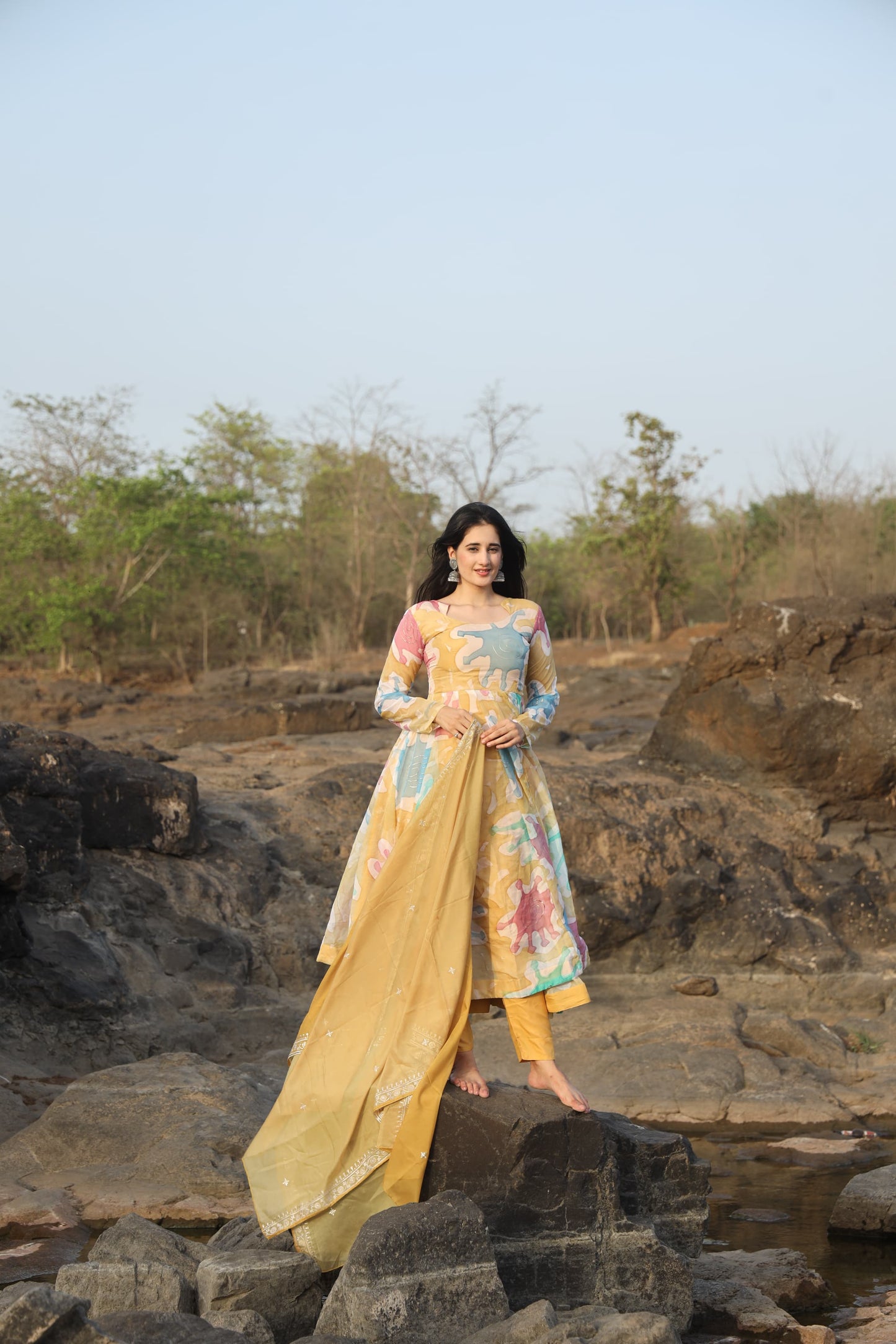 CORONA'S COLOURED ANARKALI SUIT SET