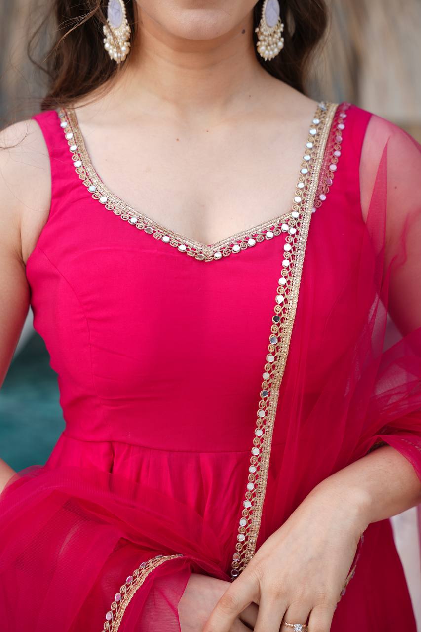 KASTURI RANI PINK ANARKALI SUIT SET