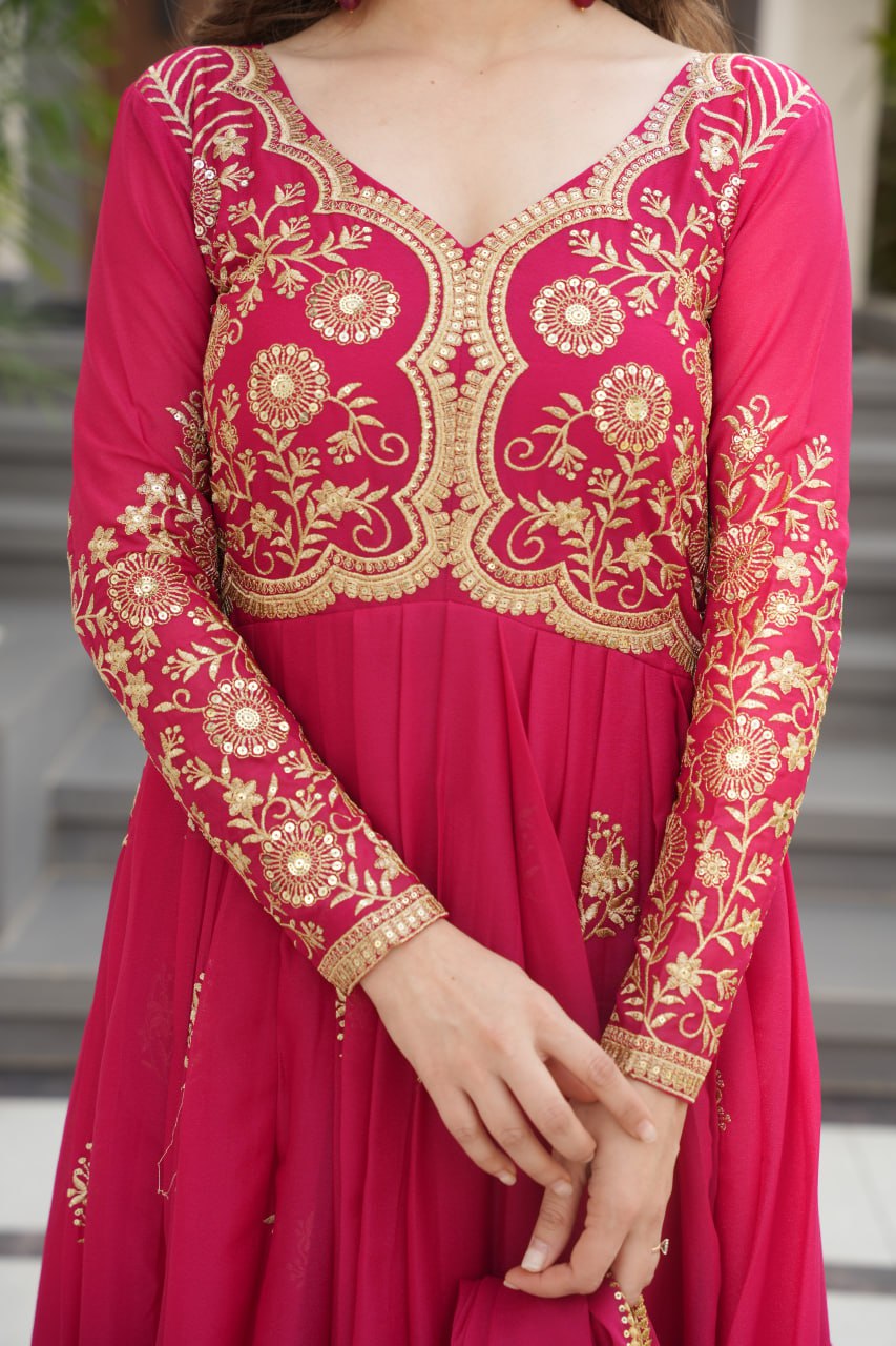 TISHYA PINK COLOUR ANARKALI SUIT SET