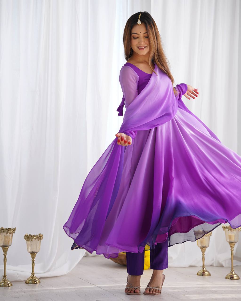 NEELAYA PURPLE LIGHTWEIGHT ANARKALI SUIT SET