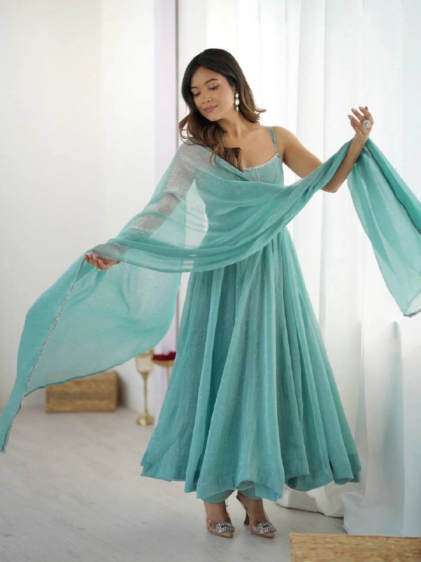 JANVI CRUNCHY SILK FABRIC WITH SIROSKI WORK SUIT SET