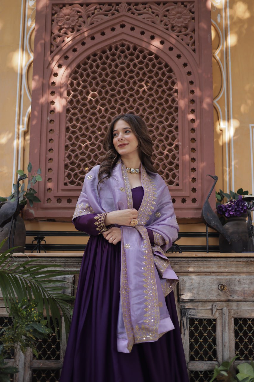 khushbu Embroidery Zari Sequins-work suit set