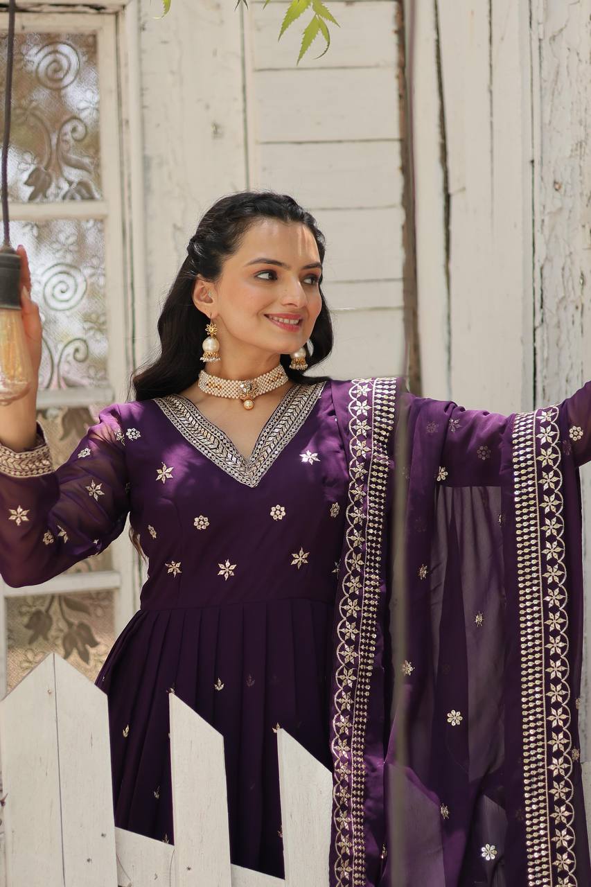 Ekantha Purple Embroidered suit set