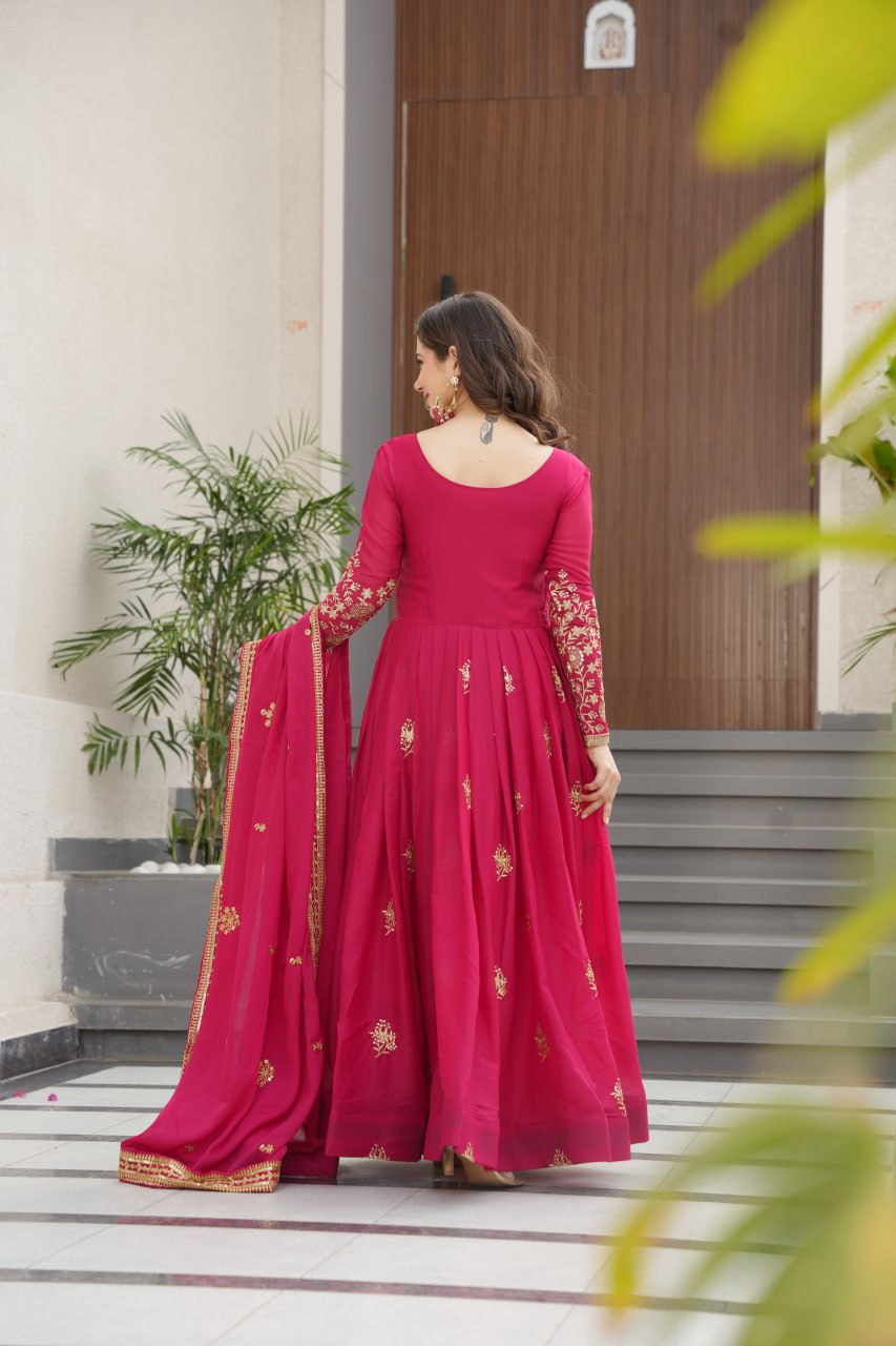 TISHYA PINK COLOUR ANARKALI SUIT SET