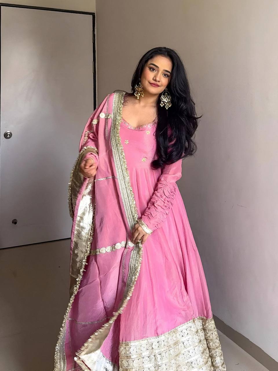 NEHA'S PINK COLOUR TRENDING ANARKALI SUIT SET