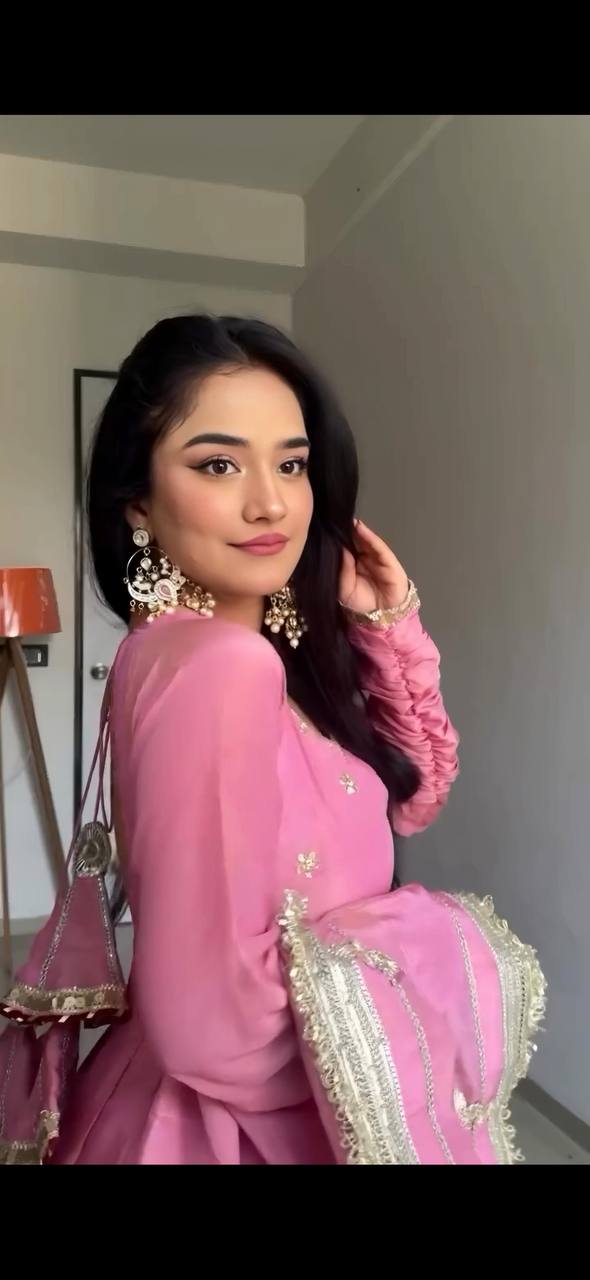NEHA'S PINK COLOUR TRENDING ANARKALI SUIT SET