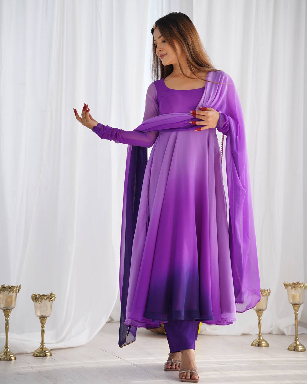 NEELAYA PURPLE LIGHTWEIGHT ANARKALI SUIT SET