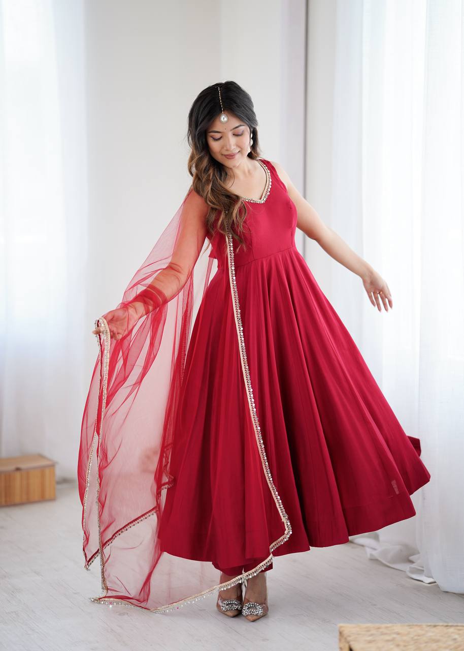 KASTURI MAROON ANARKALI SUIT SET