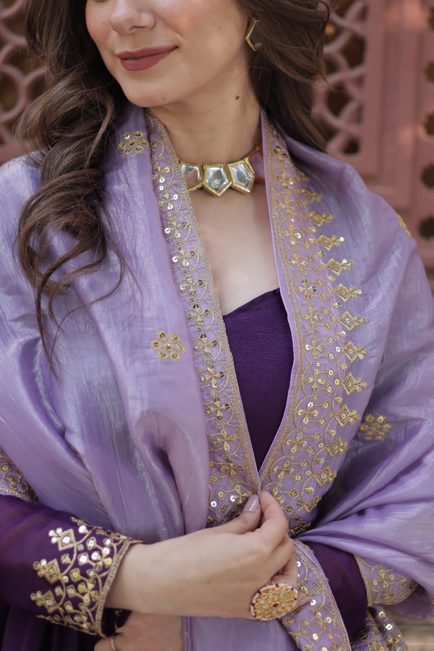 khushbu Embroidery Zari Sequins-work suit set