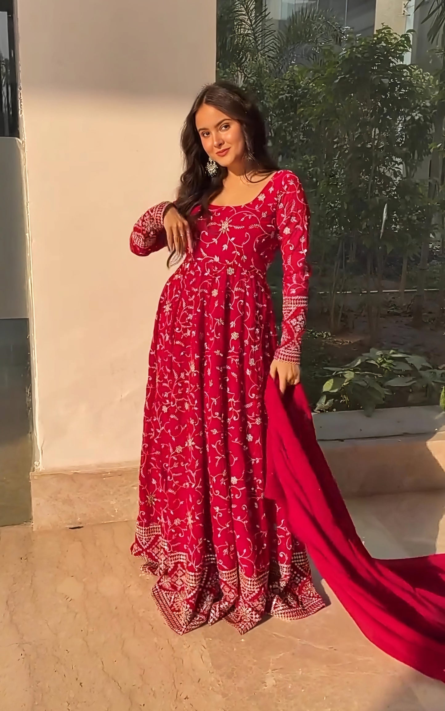 YAMINI'S GAJARI PINK ANARKALI SUIT SET