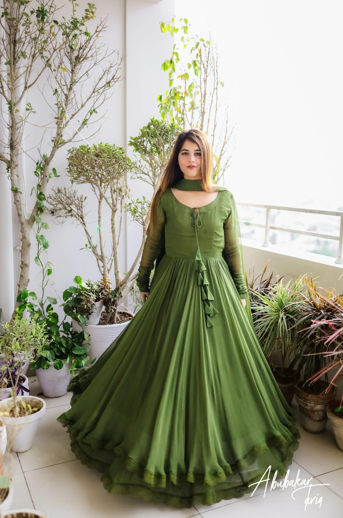 SOLID BLACK LONG FLAIR ANARKALI SET WITH DUPATTA