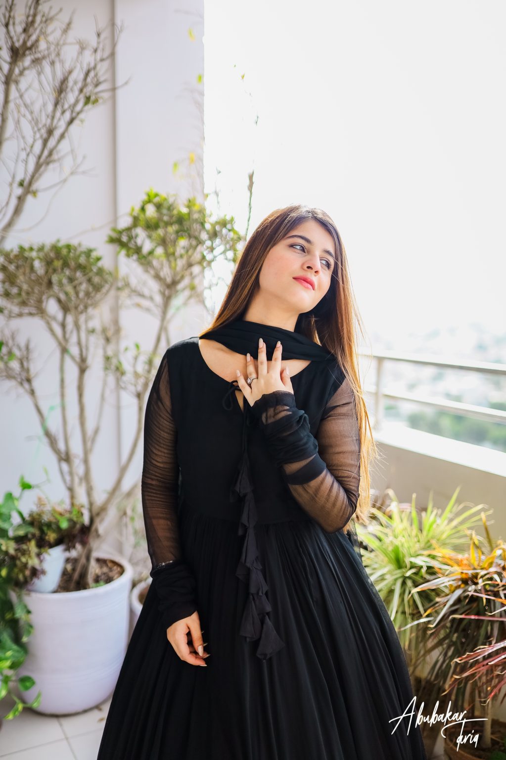 SOLID BLACK LONG FLAIR ANARKALI SET WITH DUPATTA