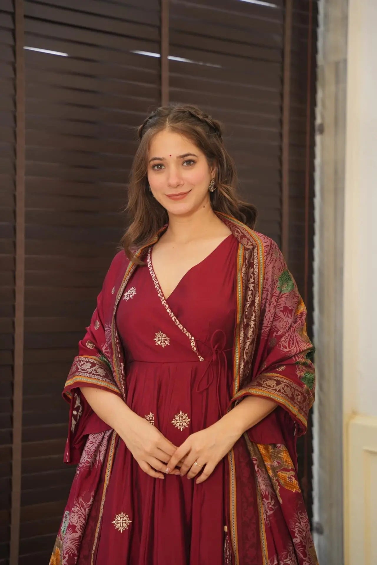 DIVINE ROMAN SILK ANARKALI STYLE PLAZZO SUIT SET