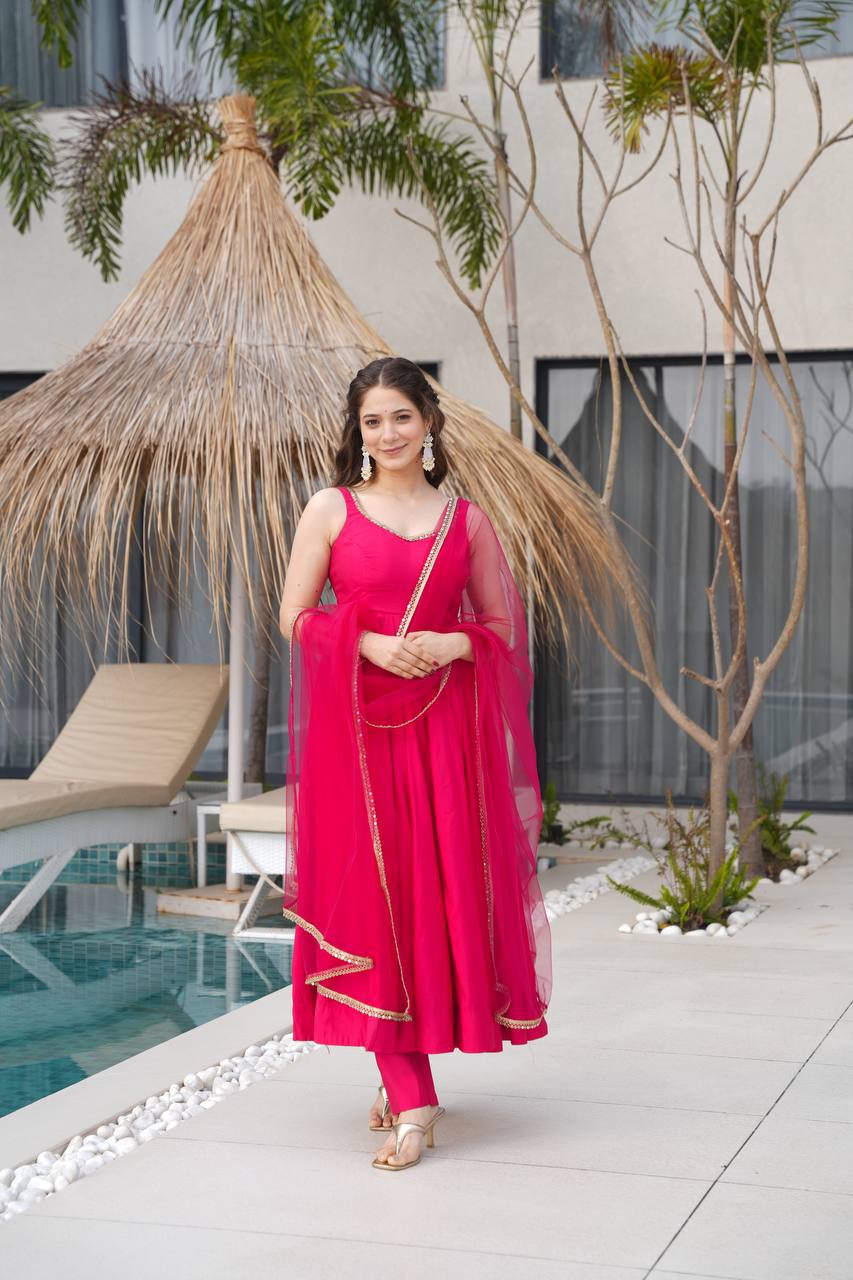 KASTURI RANI PINK ANARKALI SUIT SET