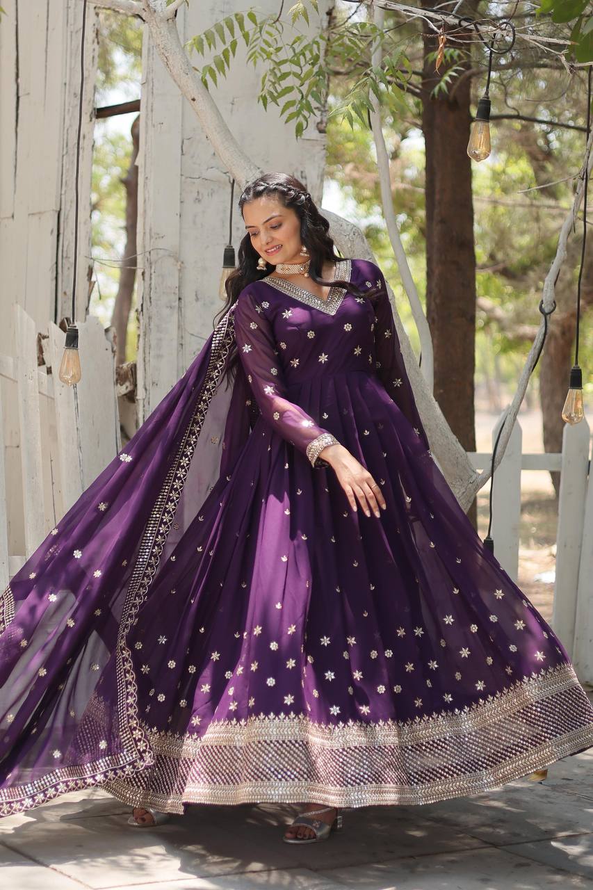 Ekantha Purple Embroidered suit set