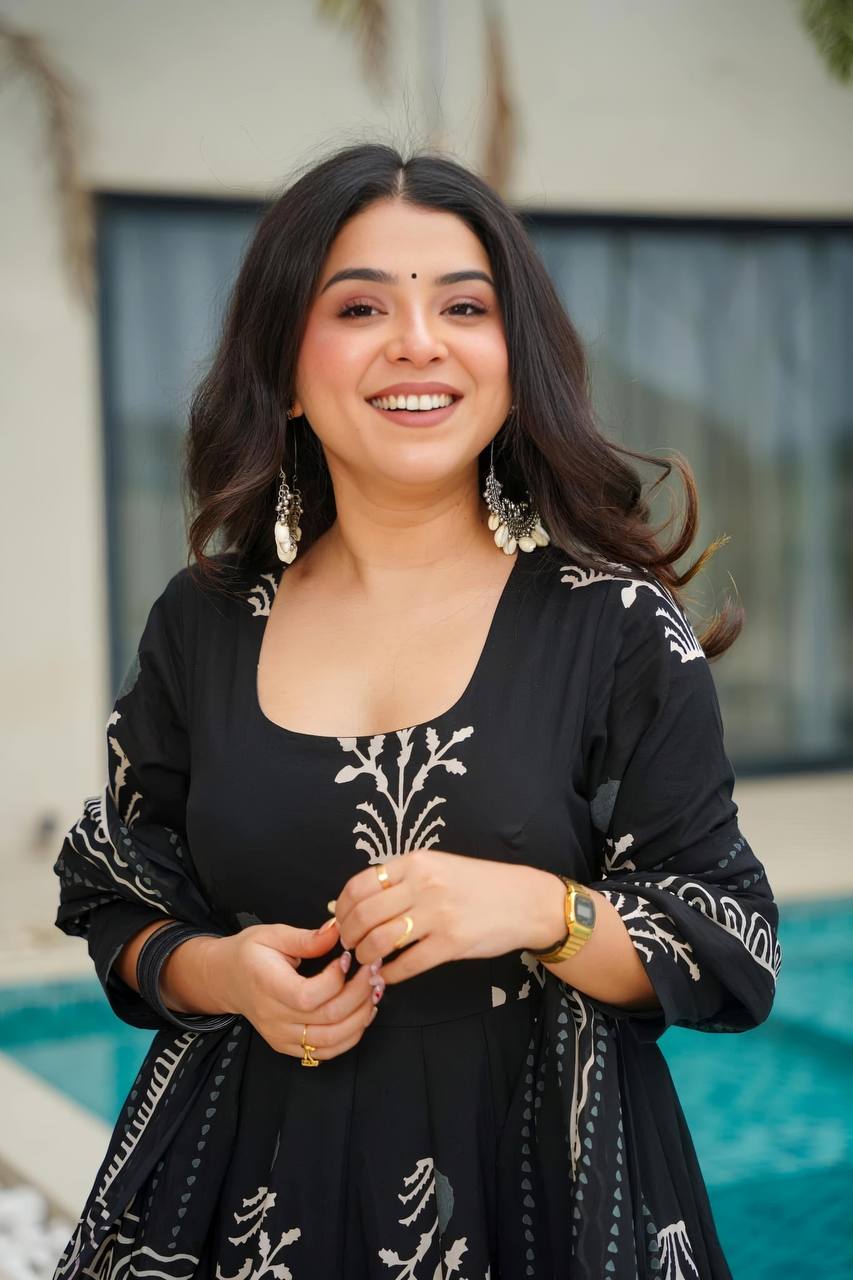 AKIRA BLACK MASLIN ANARKALI SUIT SET