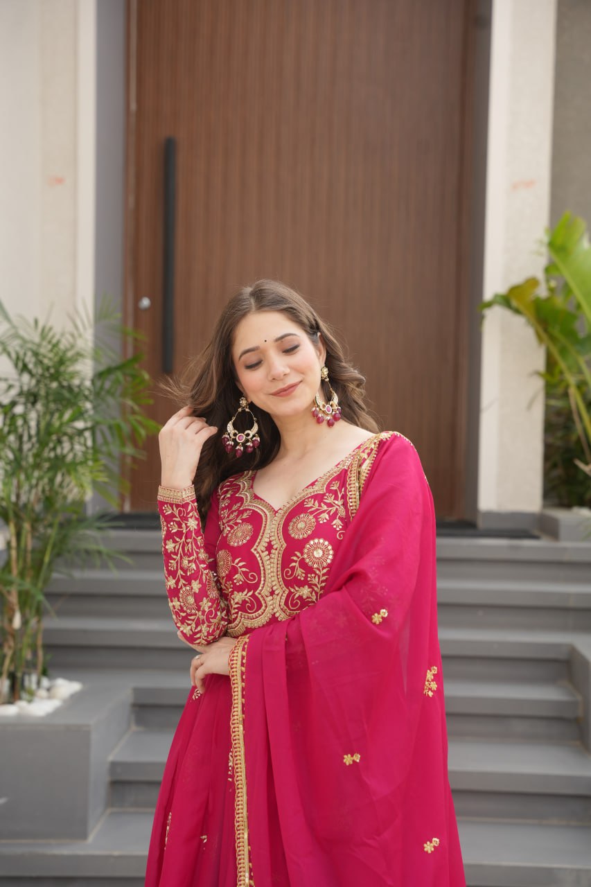 TISHYA PINK COLOUR ANARKALI SUIT SET