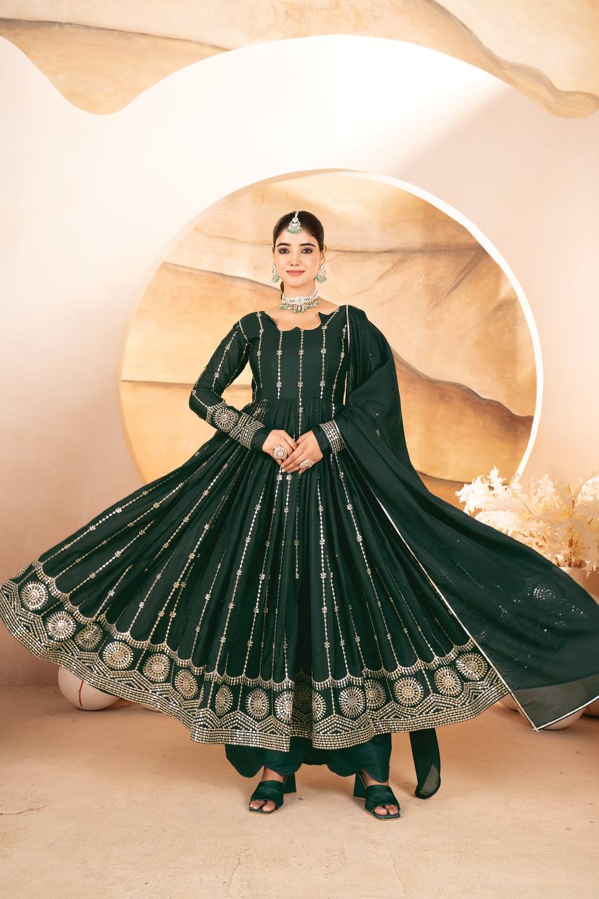MADHVI GREEN COLOUR ANARKALI SUIT SET