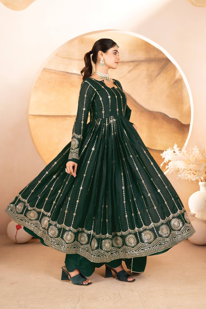 MADHVI GREEN COLOUR ANARKALI SUIT SET
