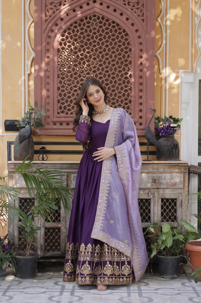 khushbu Embroidery Zari Sequins-work suit set
