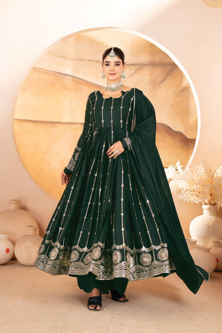 MADHVI GREEN COLOUR ANARKALI SUIT SET