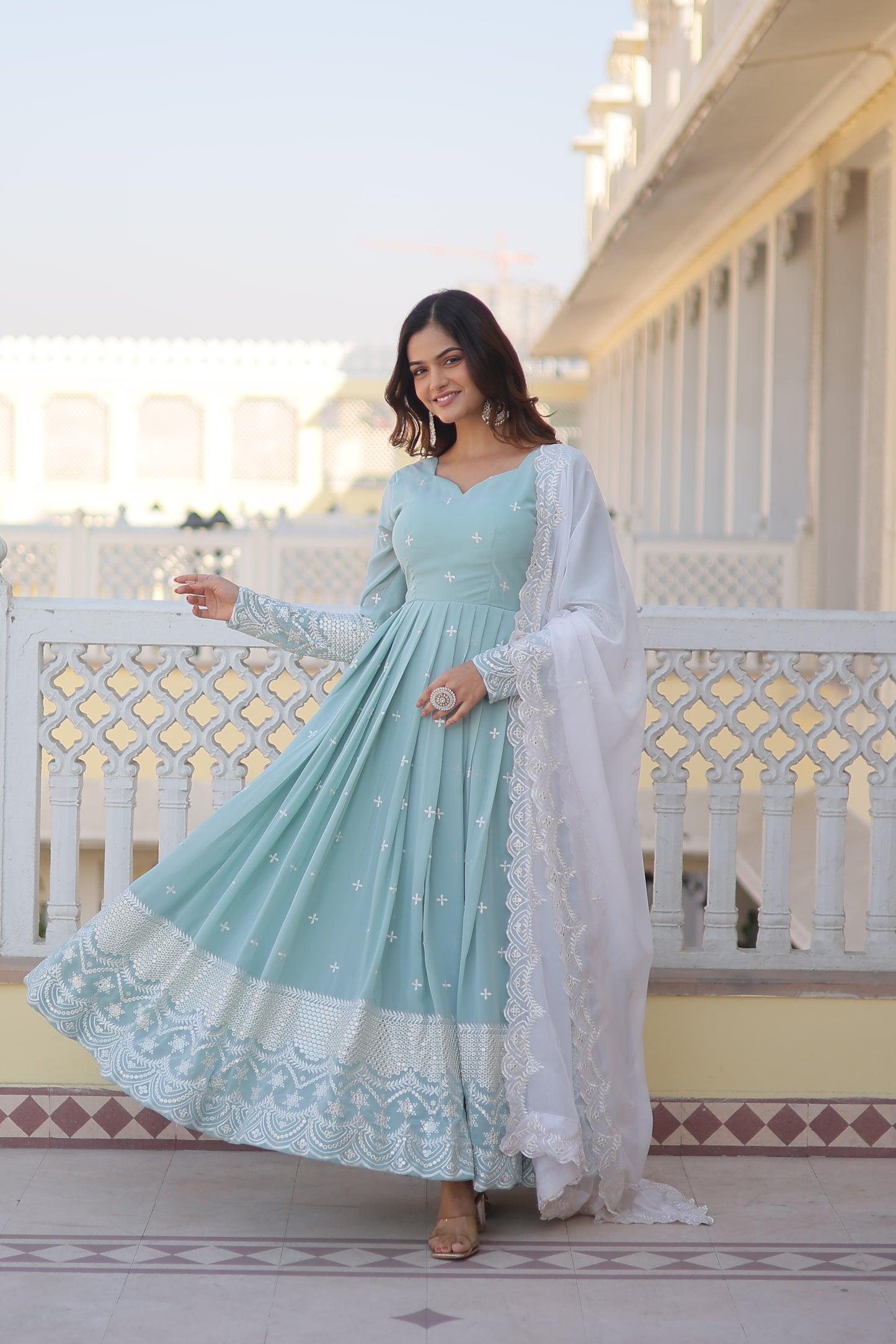 MIMI EMBROIDERED ANARKALI SUIT SET