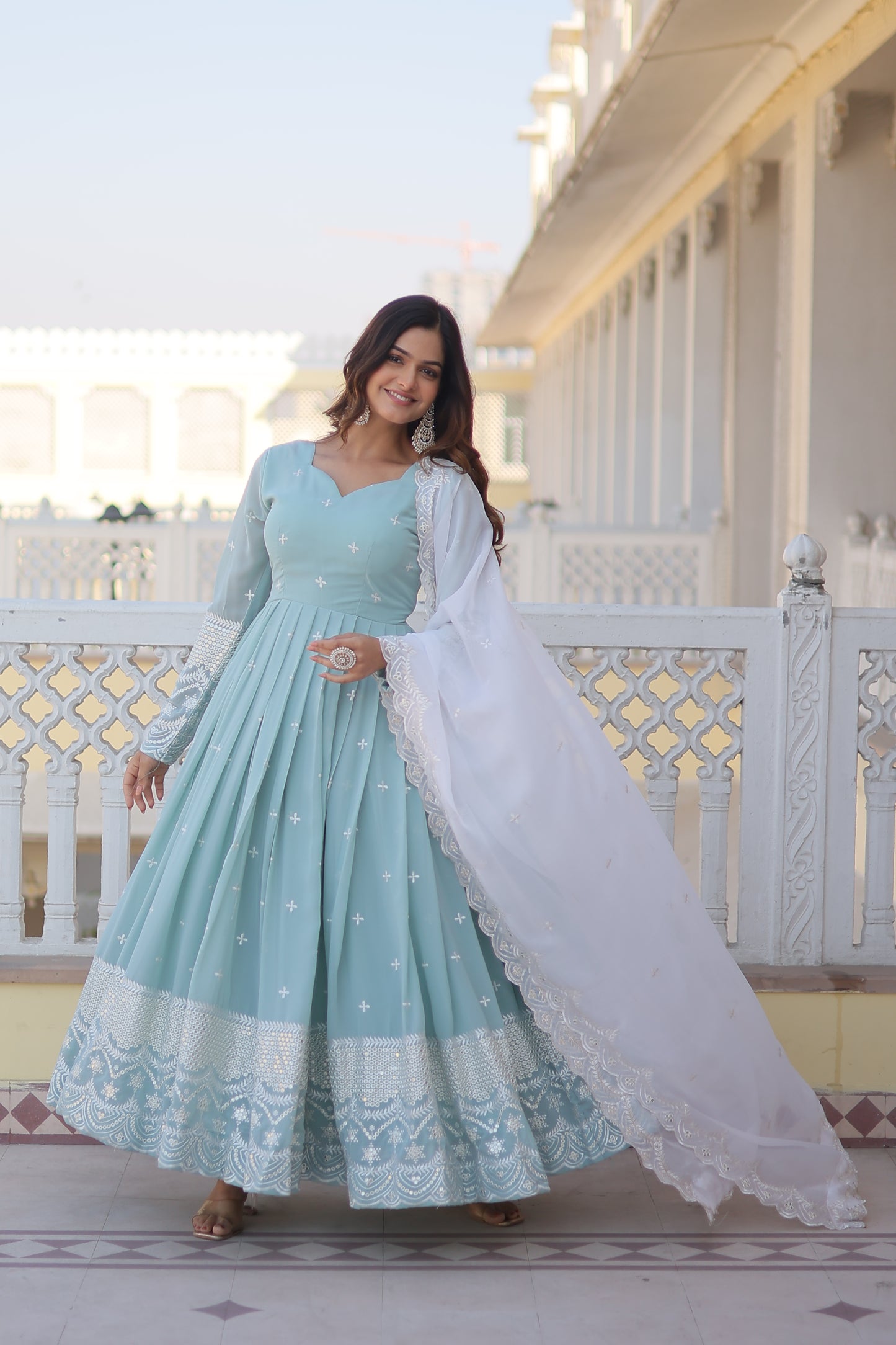 MIMI EMBROIDERED ANARKALI SUIT SET