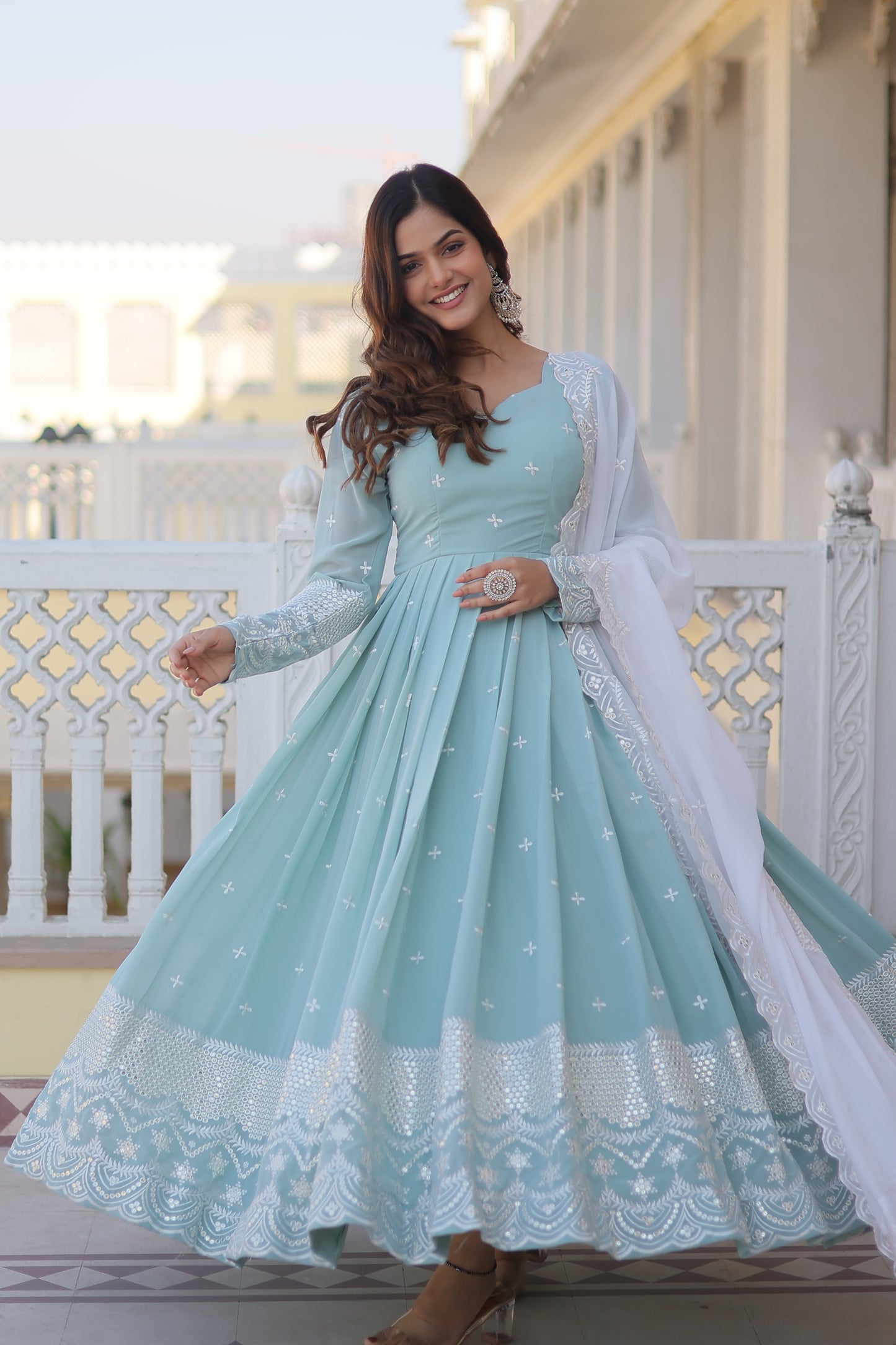 MIMI EMBROIDERED ANARKALI SUIT SET