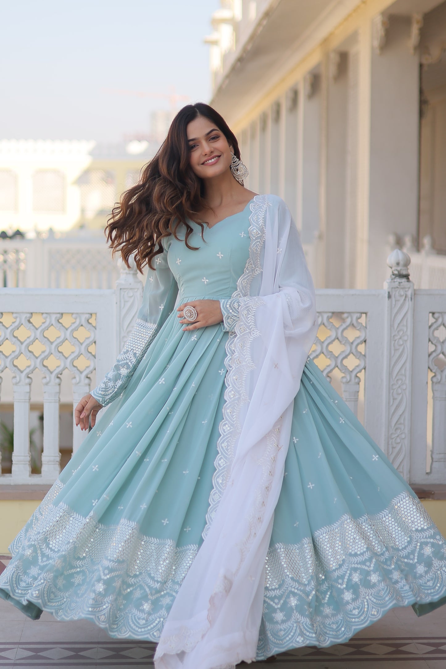 MIMI EMBROIDERED ANARKALI SUIT SET