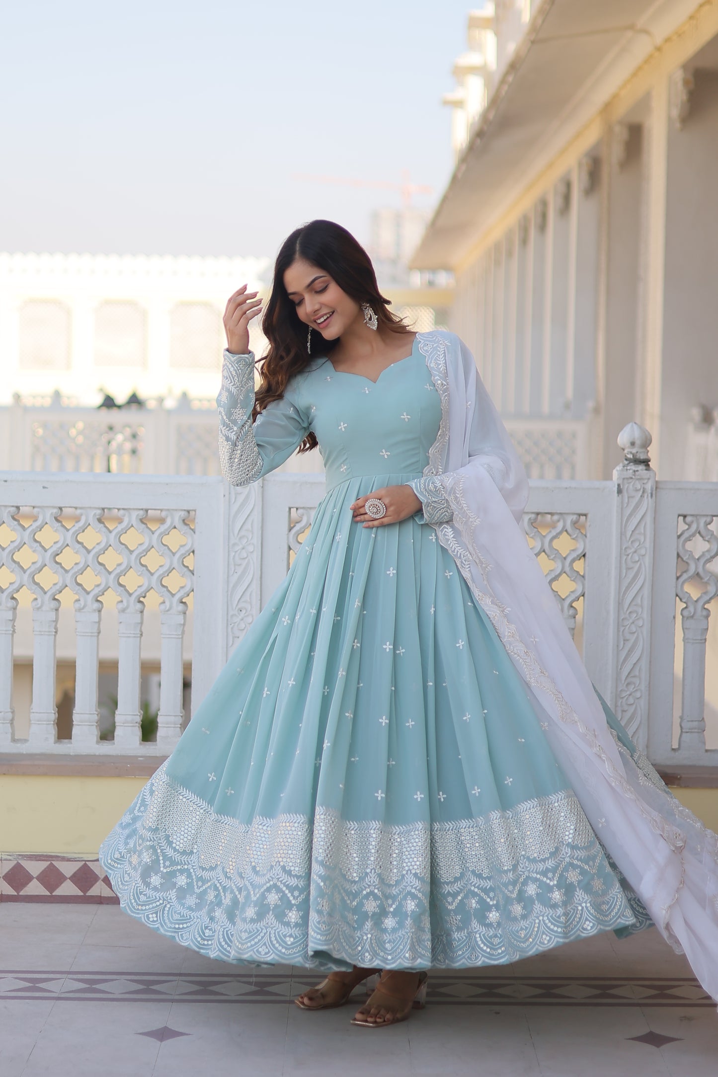 MIMI EMBROIDERED ANARKALI SUIT SET