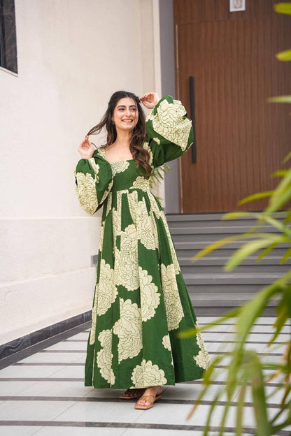 MEHTAB  GREEN MASLIN SUIT SET