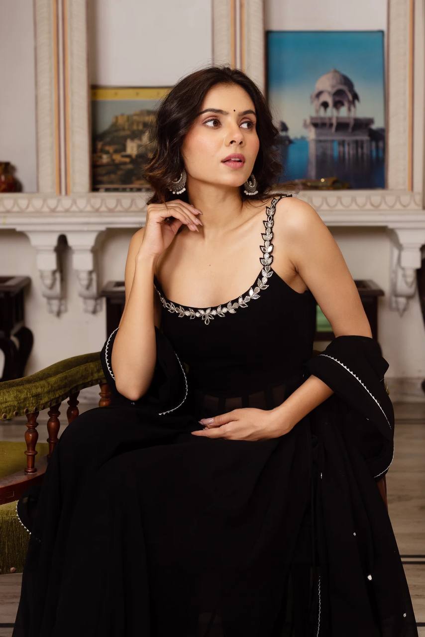 Mehka black Georgette dress