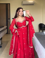 Neha's Red Embroidered Anarkali