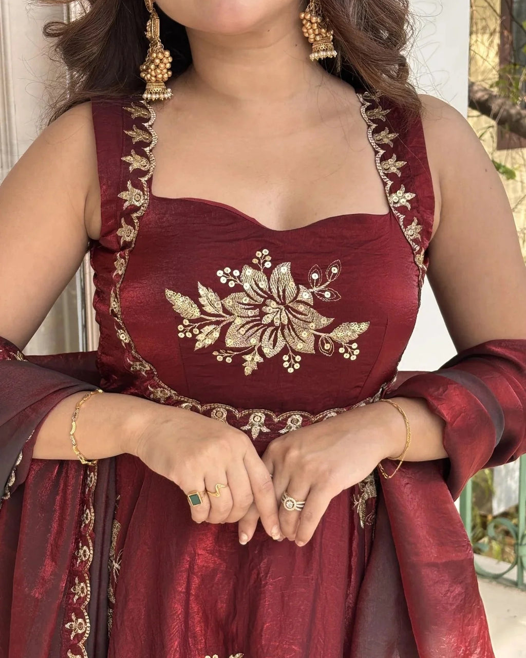 Maroon Charm Magic Anarkali Suit Set