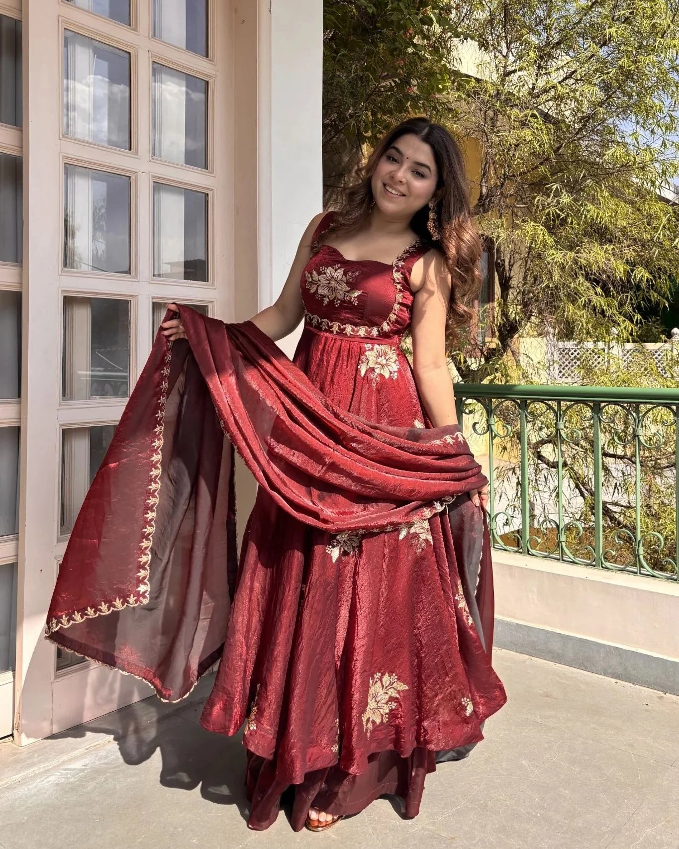 Maroon Charm Magic Anarkali Suit Set