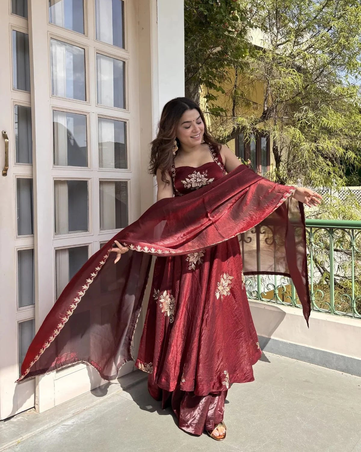 Maroon Charm Magic Anarkali Suit Set