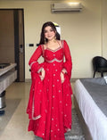 Neha's Red Embroidered Anarkali