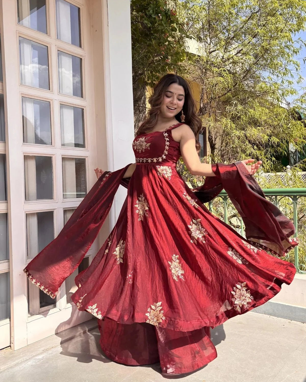 Maroon Charm Magic Anarkali Suit Set