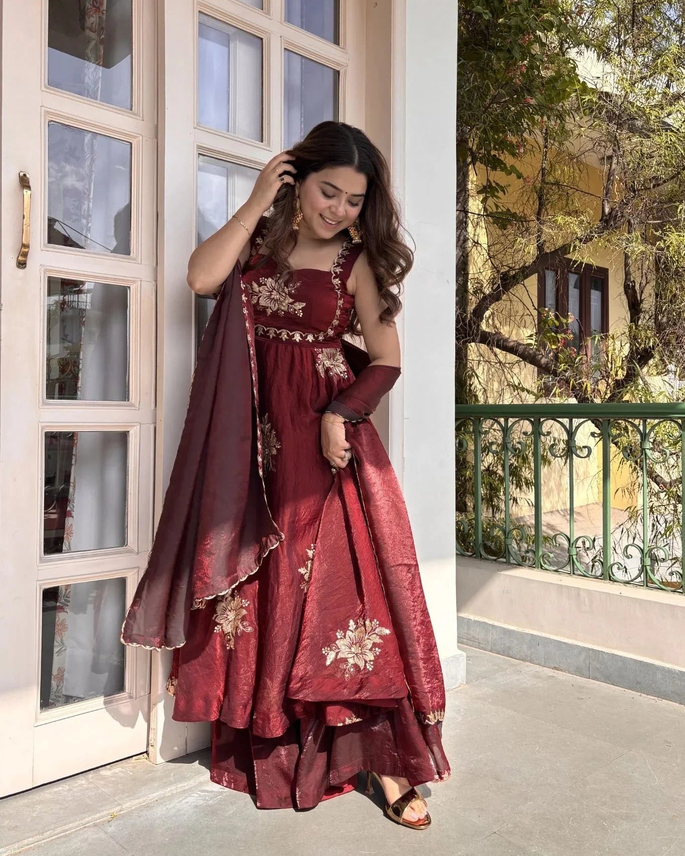 Maroon Charm Magic Anarkali Suit Set