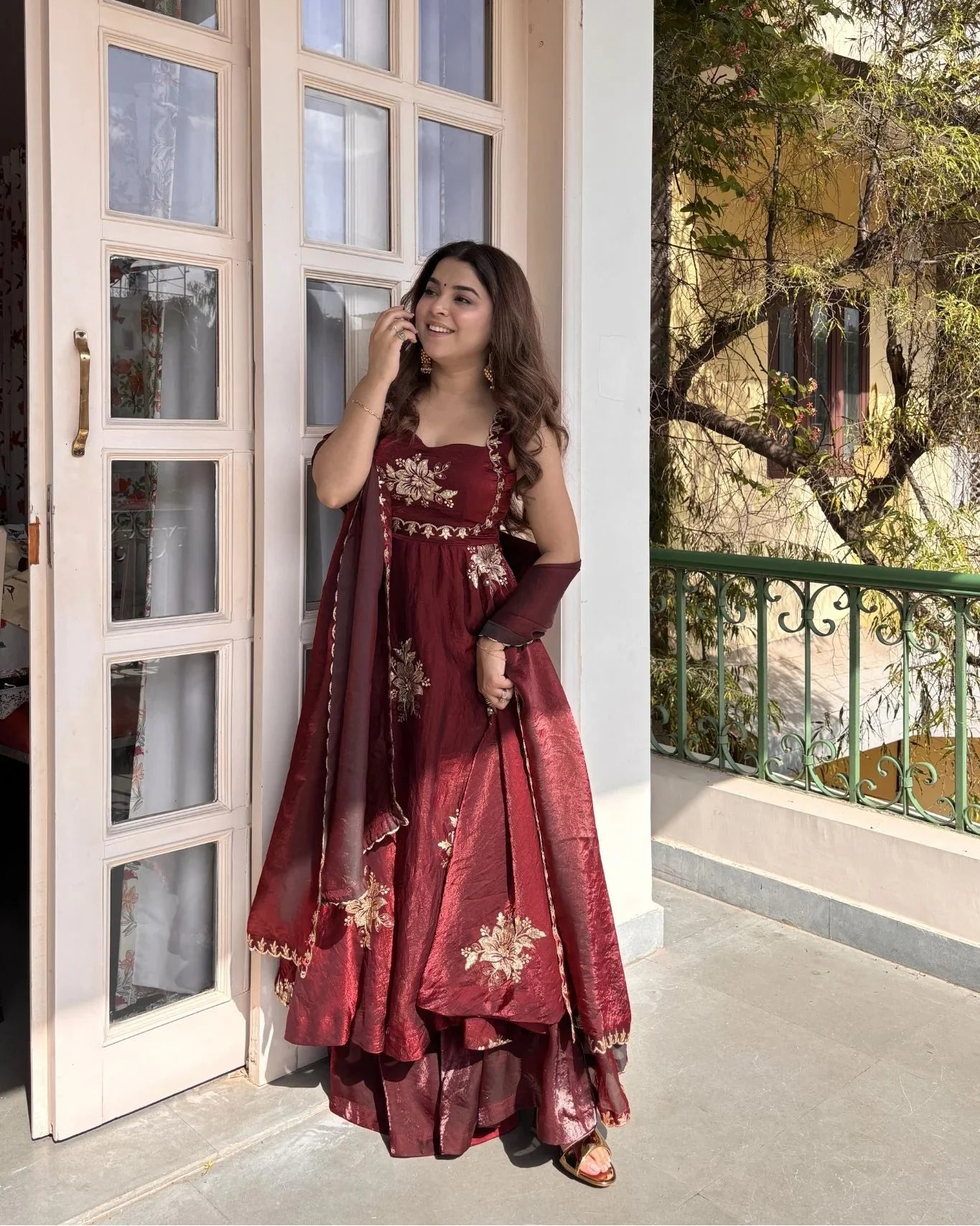 Maroon Charm Magic Anarkali Suit Set