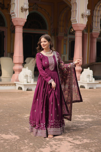 RUBINA WINE EMBROIDERED SUIT SET