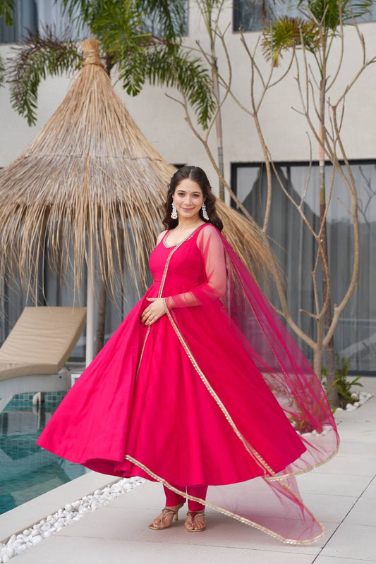 KASTURI RANI PINK ANARKALI SUIT SET