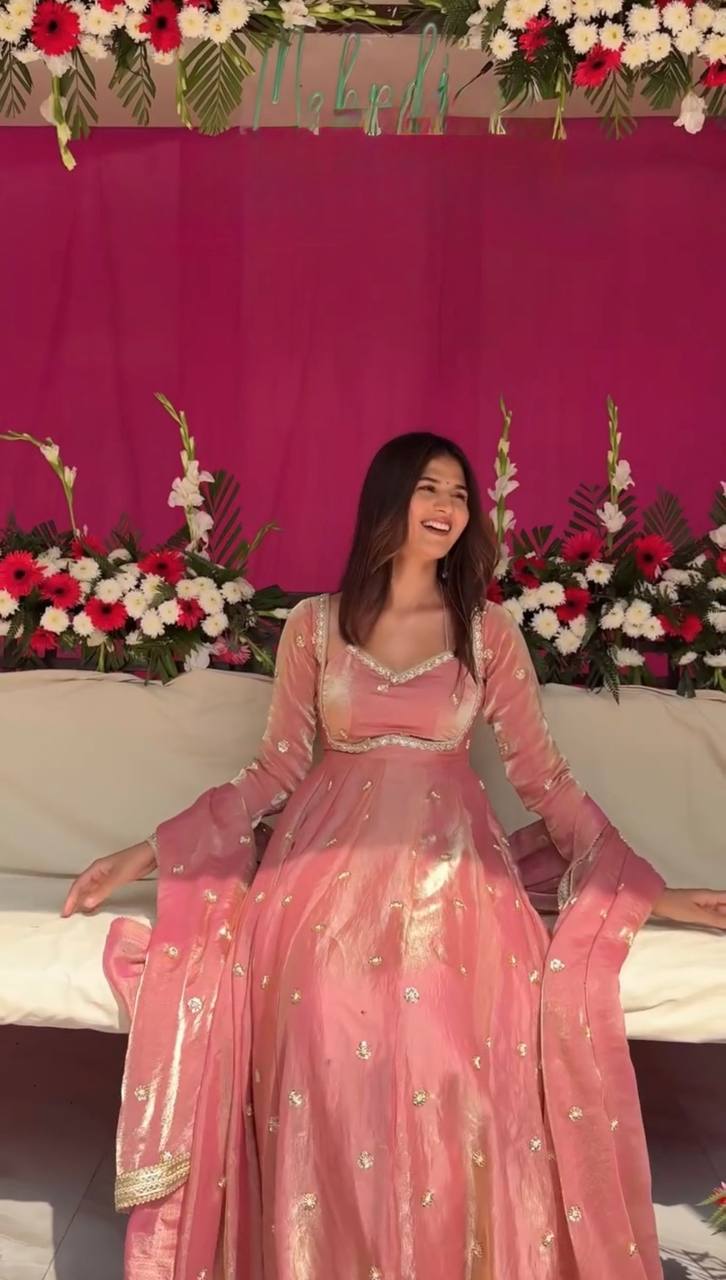 RASSNIKA LIGHT PINK ANARKALI SUIT SET